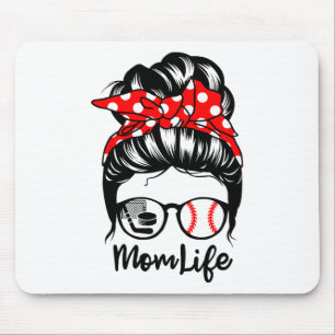 Mamma Life Messy Bun Hair Funny Baseball Hockey Ma Musmatta