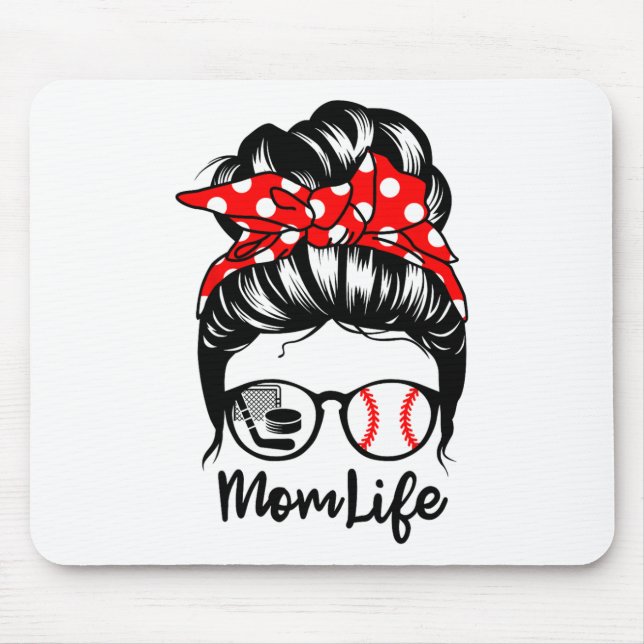 Mamma Life Messy Bun Hair Funny Baseball Hockey Ma Musmatta (Framsidan)