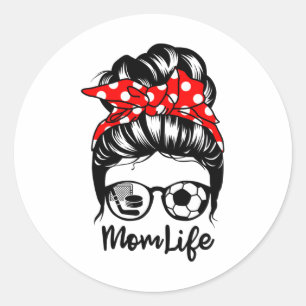 Mamma Life Messy Bun Hair Funny Ocer Hockey Mamma Runt Klistermärke