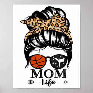 Mamma Life Messy Bun Hair Funny Sketll Karate Mamm Poster