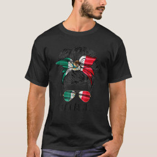 Mamma Life Messy Bun Mexikanska Flagga-dagen i Mex T Shirt