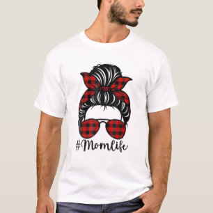 Mamma Life Messy Bun Red Buffalo Play jul-motorern T Shirt