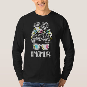 Mamma Life Påsk Day Cute Messy Bun Egg Vår Patt T Shirt