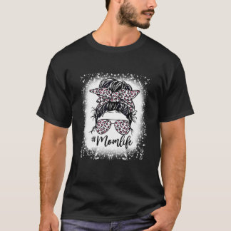 Mamma Life Rosa Leopard Messy Bun Bleached Mammor T Shirt