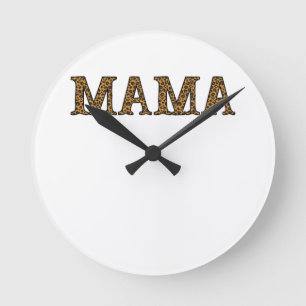 Mamma Life Shirt Leopard Cheetah Print, Funny Mor Rund Klocka
