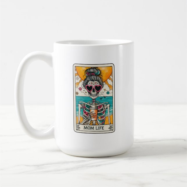 Mamma Life Skeleton Tarot Card-kaffe Mugg (Vänster)