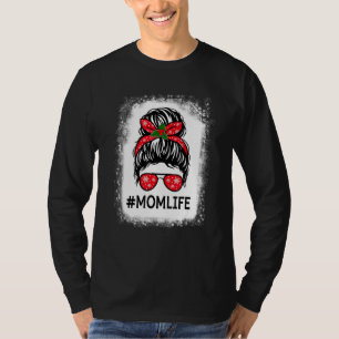 Mamma Life Skull Messy Hair Bun Sunglasses Mor M T Shirt
