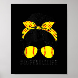 Mamma Life Softball Baseball Mamma Mors dag Messy Poster