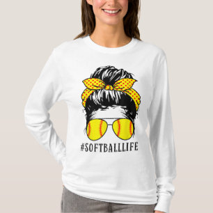 Mamma Life Softball Baseball Mamma Mors dag Messy T Shirt