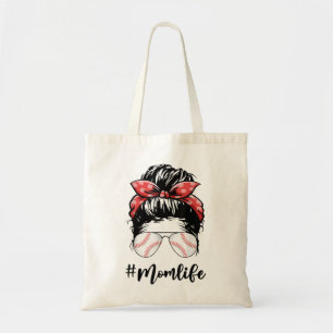 Mamma Life Softball Baseball Mors dag Messy Bun W Tygkasse