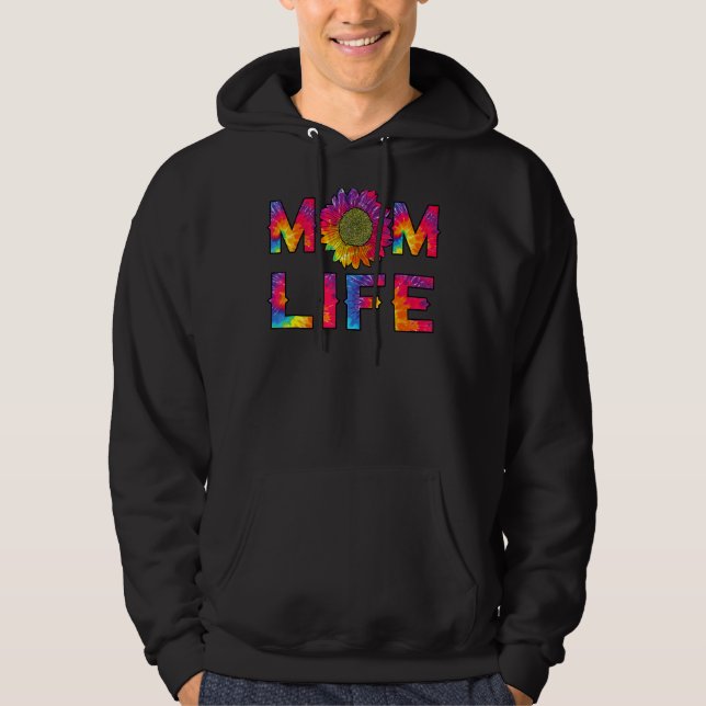 Mamma Life Solros Tie Dye Hippie Mamma Mor D Hoodie (Framsida)