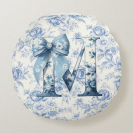 Mamma Light Blue Chinoiserie Round Pillow Rund Kudde