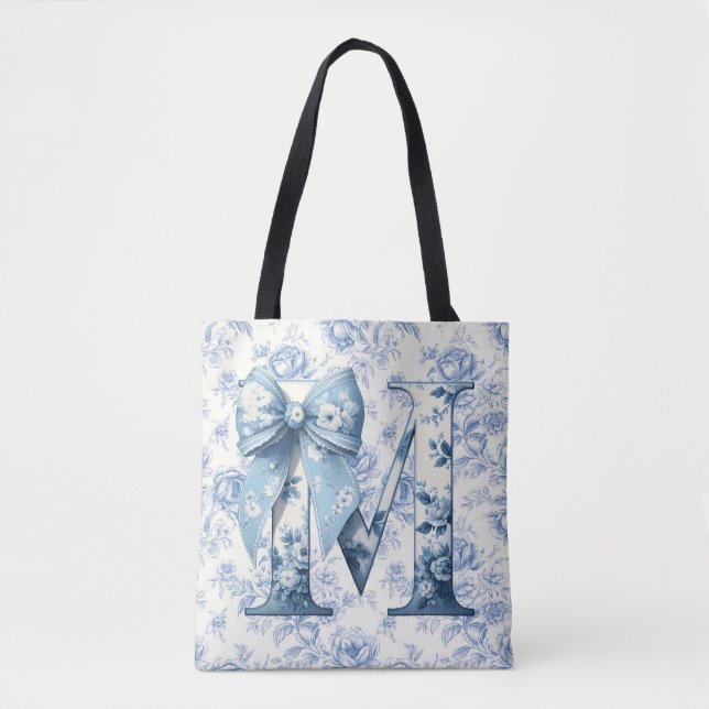 Mamma Light Blue Chinoiseries Large Shoulder Tote Tygkasse (Framsida)