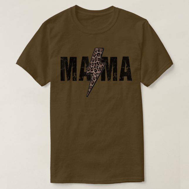 Mamma Lightning Bolt Leopard Cheetah Print Mammor T Shirt (Design framsida)