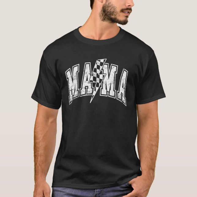 Mamma Lightning Bult Checkated Varsity Mamma Women T Shirt (Framsida)