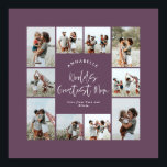 Mamma lila elegant modern minimal fotokollage poster<br><div class="desc">Världen är den bästa eleganten för Mamma-skript med modern minimal personlig-fotokollage av ren linjer familjepresentation.</div>