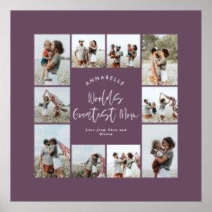 Mamma lila elegant modern minimal fotokollage poster
