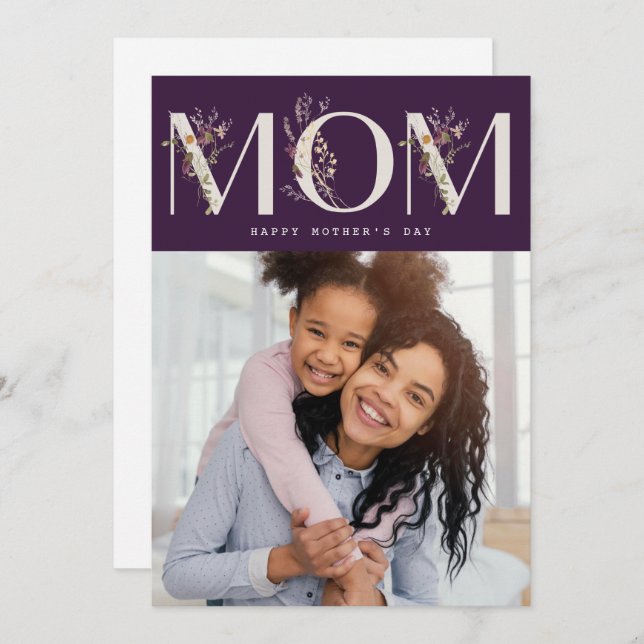 MAMMA | lilans moderna lycklig mors dag-kort Julkort (Fram/baksida)