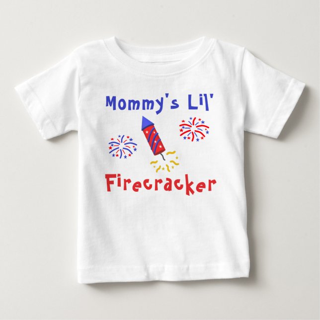 Mamma Lil'Firecracker 4 juli T Shirt (Framsida)