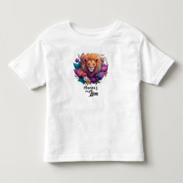 Mamma lilla lejona unge med blommor t shirt