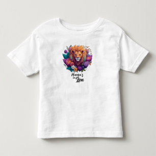 Mamma lilla lejona unge med blommor t shirt