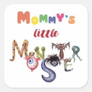 Mamma lilla monster fyrkantigt klistermärke