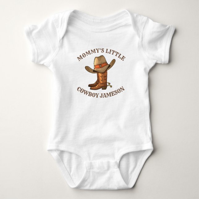 Mamma lille cowboy personlig namn t shirt (Framsida)