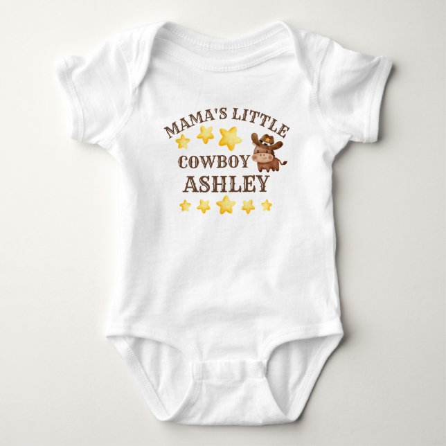 Mamma lille cowboyen personlig babys namn t shirt (Framsida)