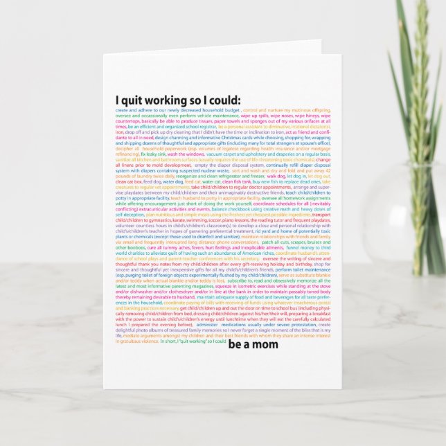 Mamma List of Duties Kort (Framsida)