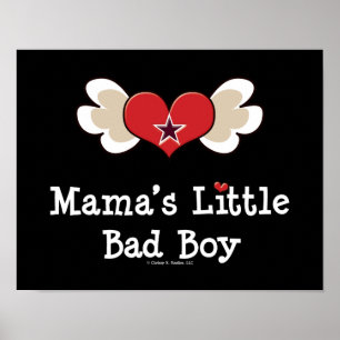 Mamma Little Bad Boy Funny Baby Kids Poster