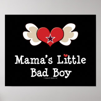 Mamma Little Bad Boy Funny Baby Kids Poster