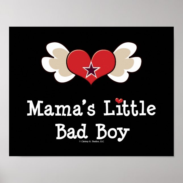 Mamma Little Bad Boy Funny Baby Kids Poster (Framsidan)