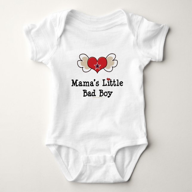 Mamma Little Bad Boy Funny Baby Tee (Framsida)