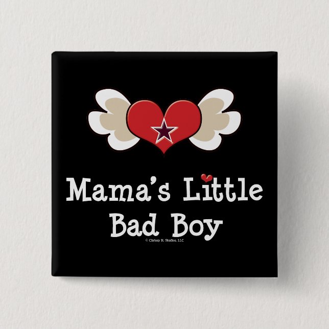 Mamma Little Boy Funny Kids Button Knapp (Framsida)