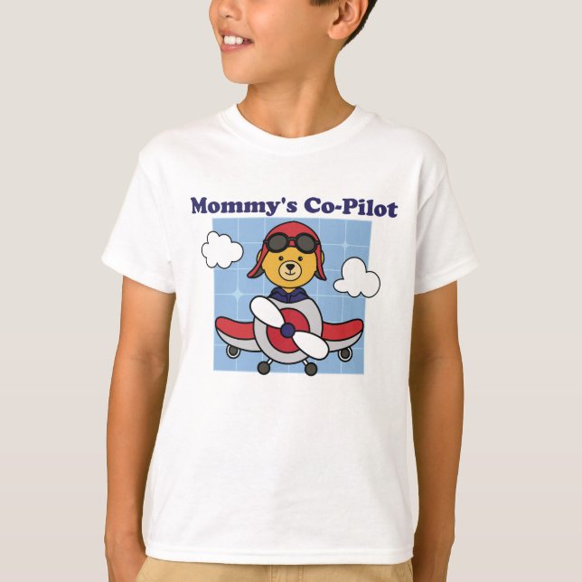 Mamma Little Co-Pilot - Cute Airplan T Shirt (Framsida)