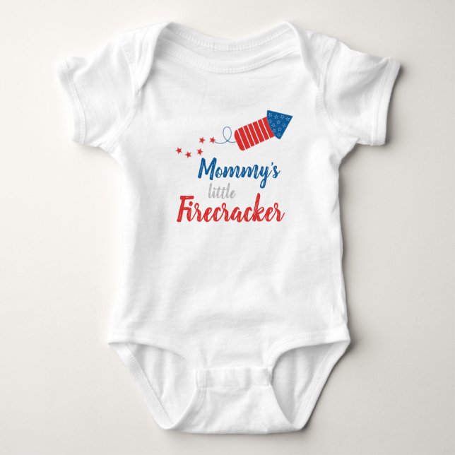 Mamma Little Firecracker Red Blue T Shirt (Framsida)