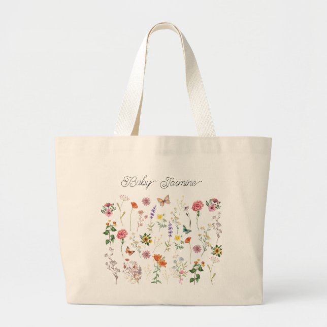 Mamma Little Flower Vild Flowers Baby Tote Bag Jumbo Tygkasse (Framsidan)