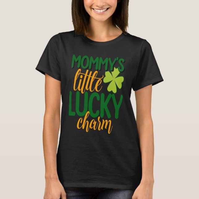 Mamma Little Lucky Charm Klöver Shamrock T Shirt (Framsida)