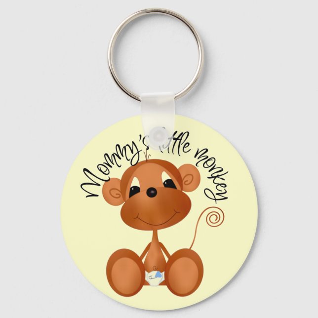 Mamma Little Monkey - Boy Tshirts och Gifts Nyckelring (Framsida)