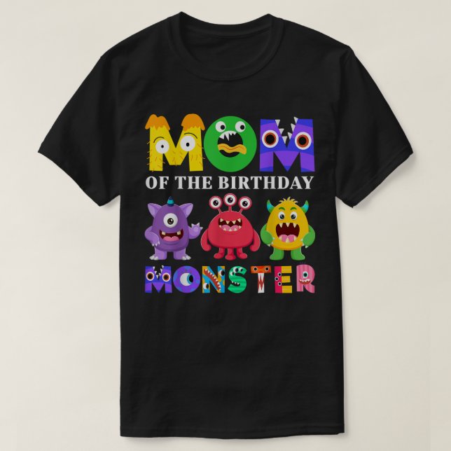Mamma Little Monster Kids 1:a födelsedagsfamiljen  T Shirt (Design framsida)