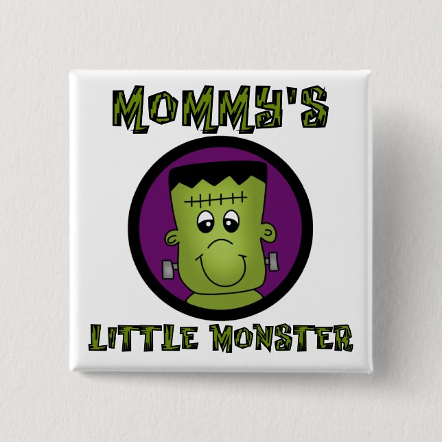 Mamma Little Monster T-shirts och Gifts Knapp (Framsida)