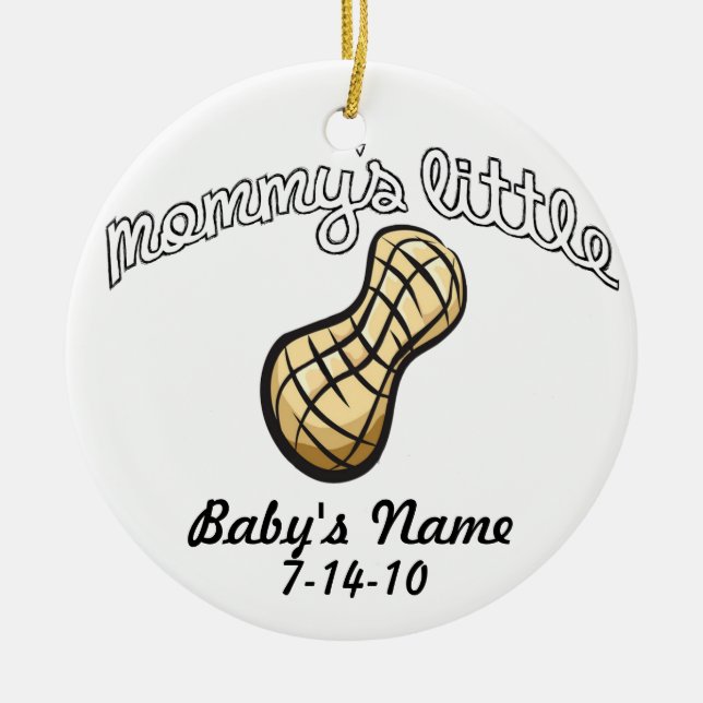 Mamma Little Peanut - Ditt namn Julgransprydnad Keramik (Framsidan)