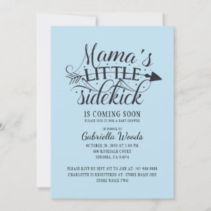 Mamma Little Sidekick Blue Pojke Shower Inbjudningar