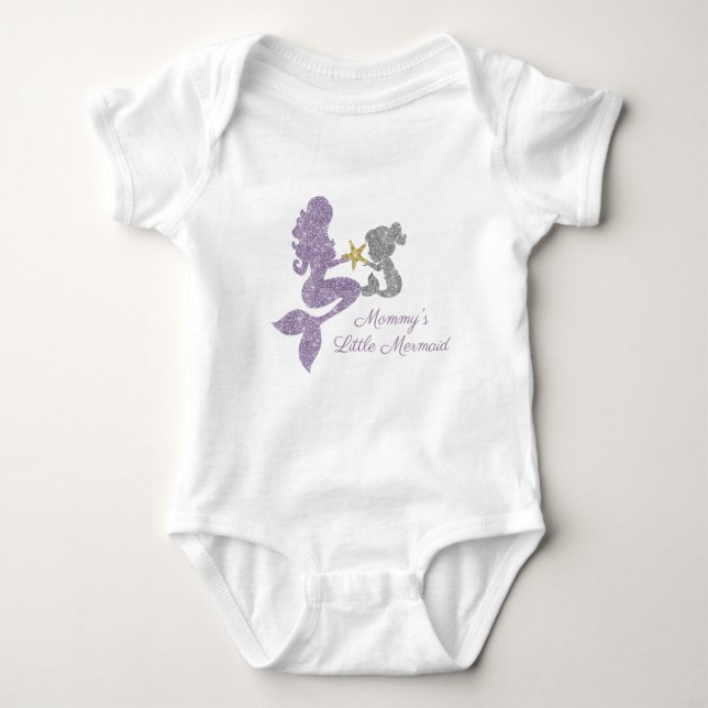 Mamma Little Sjöjungfru Glitter Bodydrädräkt T Shirt (Framsida)