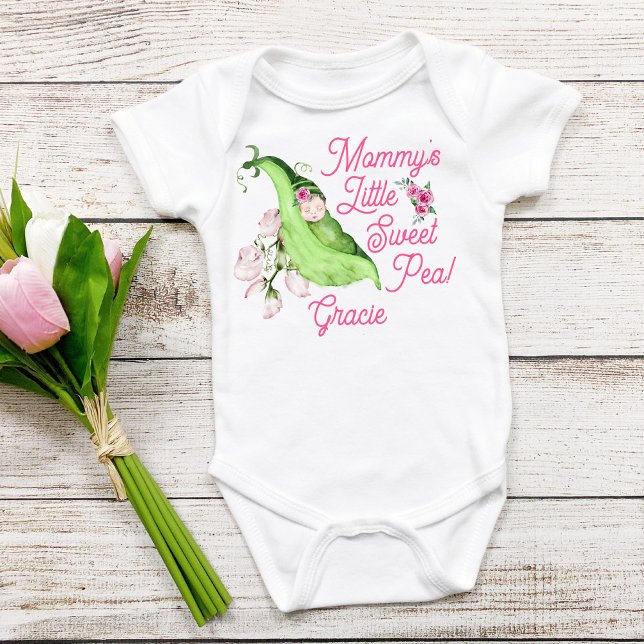Mamma Little Sweet Pea Baby T-Shirt eller Creeper (Mommy's Little Sweet Pea Watercolor Peapod Baby One Piece)