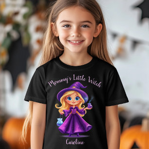 Mamma Little Witch Halloween Girl Namn T Shirt