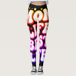 Mamma Liv Bästa Liv Retro Groovy Solnedgång Kvinno Leggings