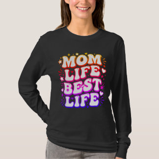 Mamma Liv Bästa Liv Retro Groovy Solnedgång Kvinno T Shirt