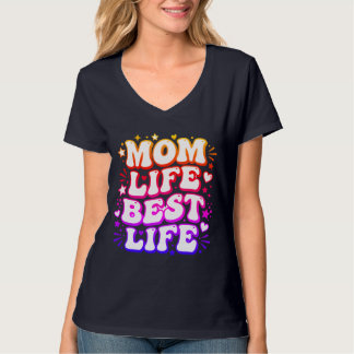 Mamma Liv Bästa Liv Retro Groovy Solnedgång Kvinno T Shirt