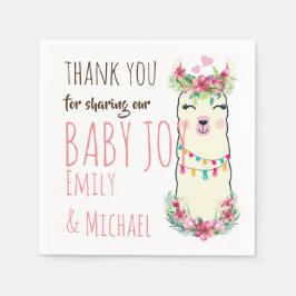 Mamma Llama Cute Girls Blommigt Baby Shower Party Pappersservett